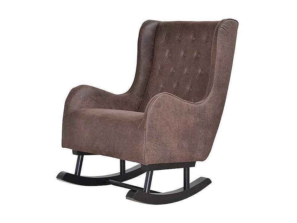 Ohrensessel mit Kufen Braun Stoff