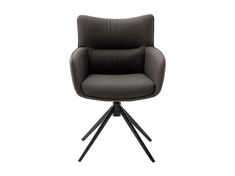 Leder Tischsessel drehbar Gestell aus Metall (2er Set)