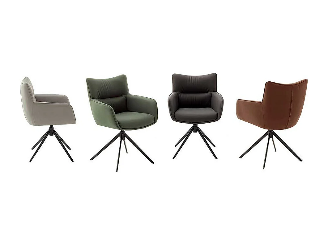 Leder Esszimmerstühle in Oliv Grün Gestell aus Metall (2er Set)