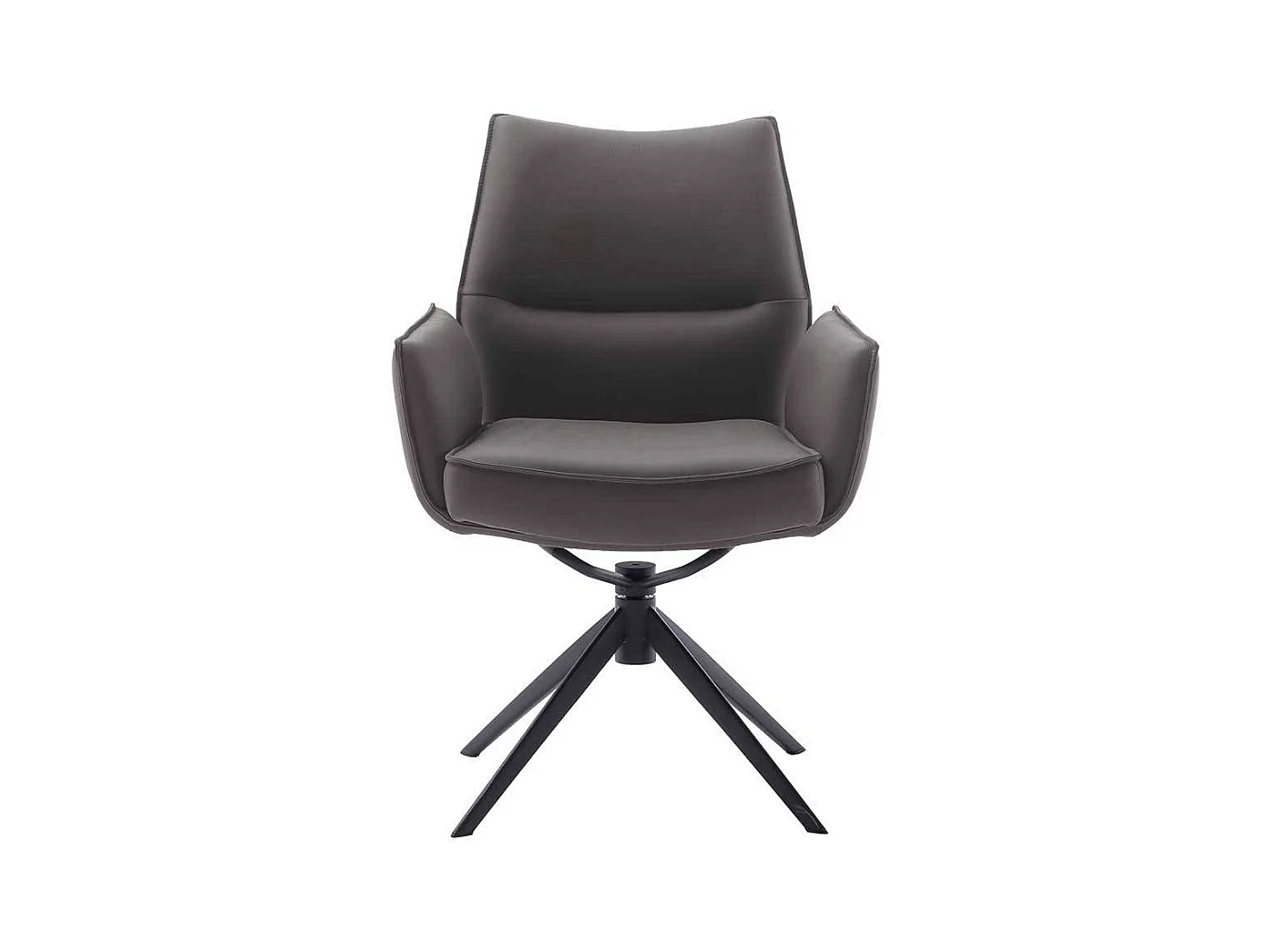 Armlehnstuhl Esszimmerstuhl aus Metall und Echtleder (2er Set)