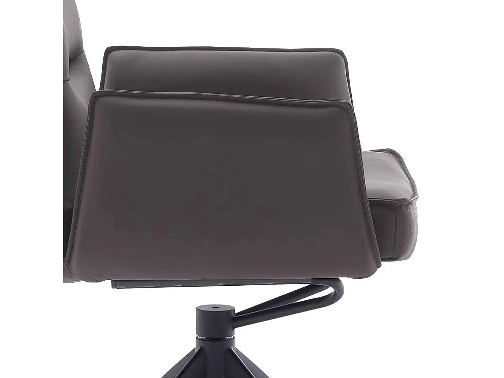 Armlehnstuhl Esszimmerstuhl aus Metall und Echtleder (2er Set)