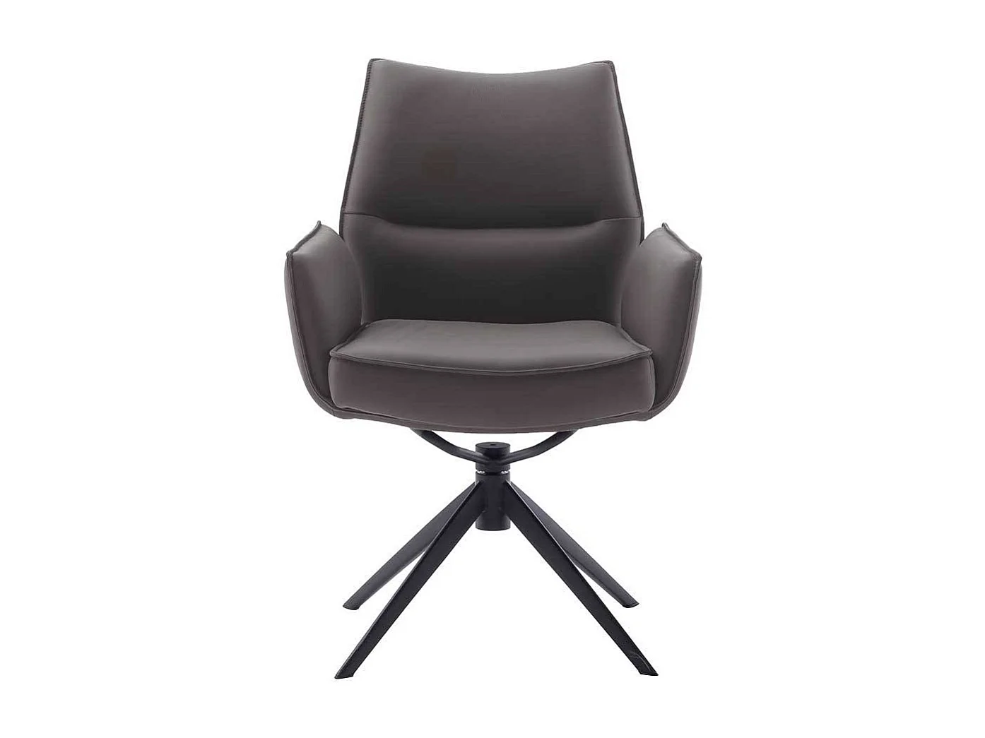 Armlehnstuhl Esszimmerstuhl aus Metall und Echtleder (2er Set)