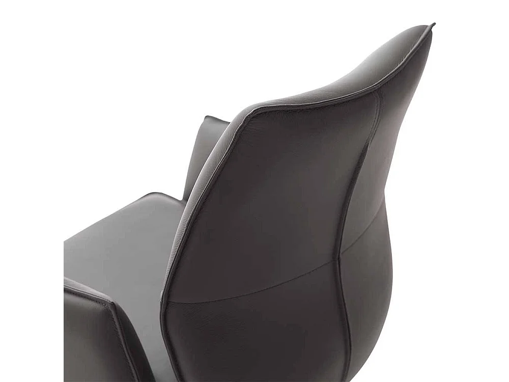 Armlehnstuhl Esszimmerstuhl aus Metall und Echtleder (2er Set)