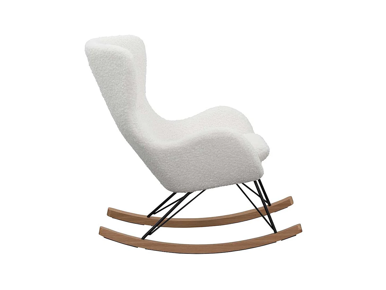 Plüsch Sessel in Weiß Schaukelfunktion