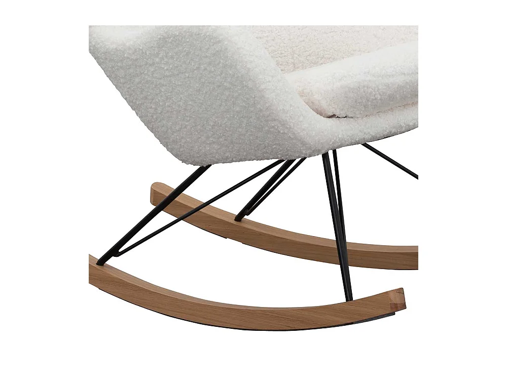 Plüsch Sessel in Weiß Schaukelfunktion