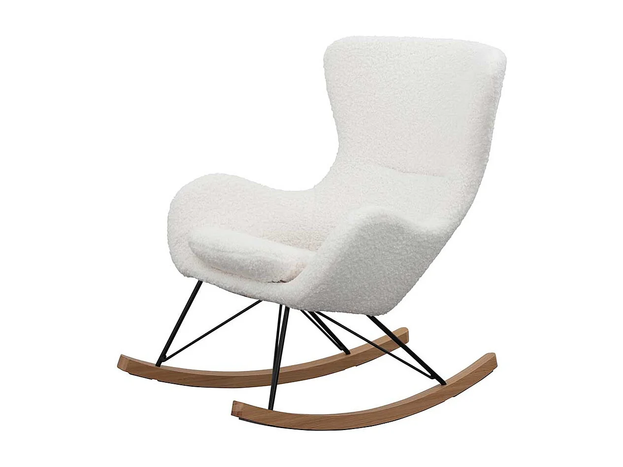 Plüsch Sessel in Weiß Schaukelfunktion