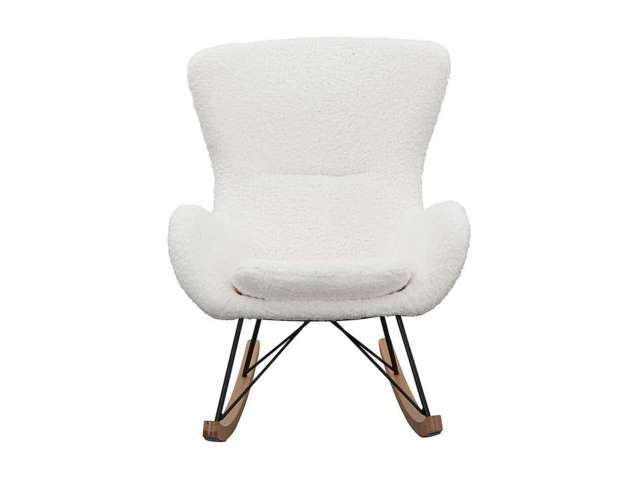 Plüsch Sessel in Weiß Schaukelfunktion