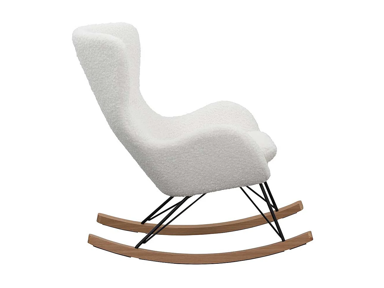 Plüsch Sessel in Weiß Schaukelfunktion