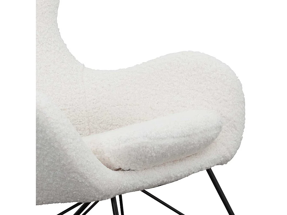 Plüsch Sessel in Weiß Schaukelfunktion