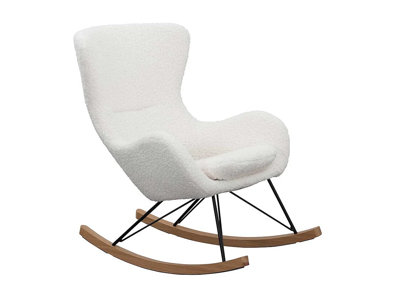 Plüsch Sessel in Weiß Schaukelfunktion