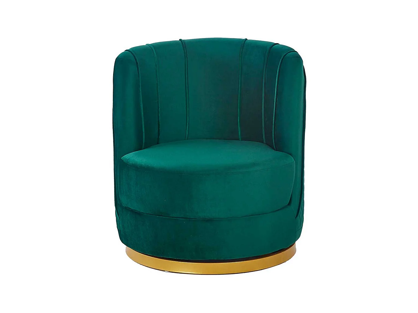 Drehbarer Sessel Retro Stil aus Samt Petrol und Goldfarben