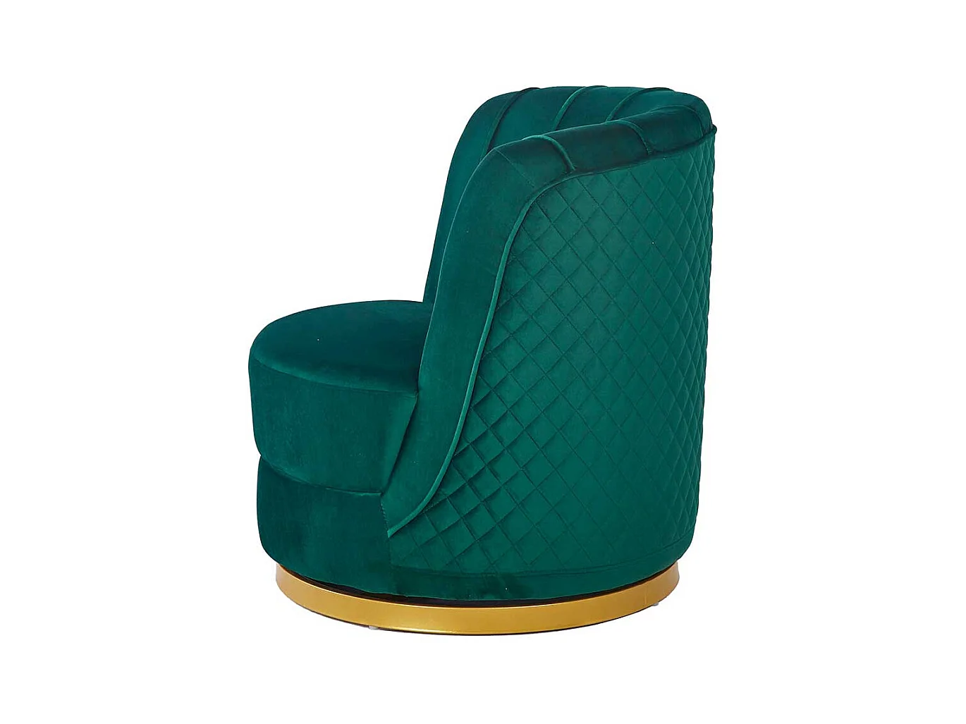 Drehbarer Sessel Retro Stil aus Samt Petrol und Goldfarben