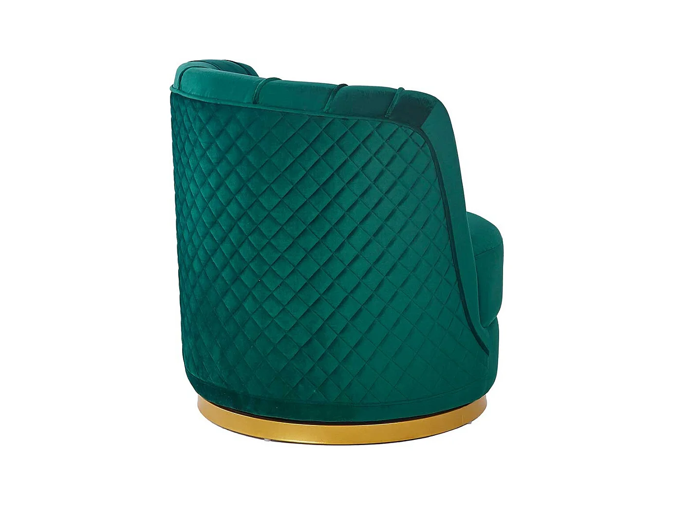 Drehbarer Sessel Retro Stil aus Samt Petrol und Goldfarben