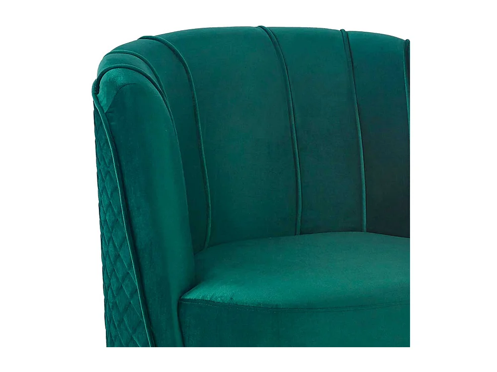 Drehbarer Sessel Retro Stil aus Samt Petrol und Goldfarben