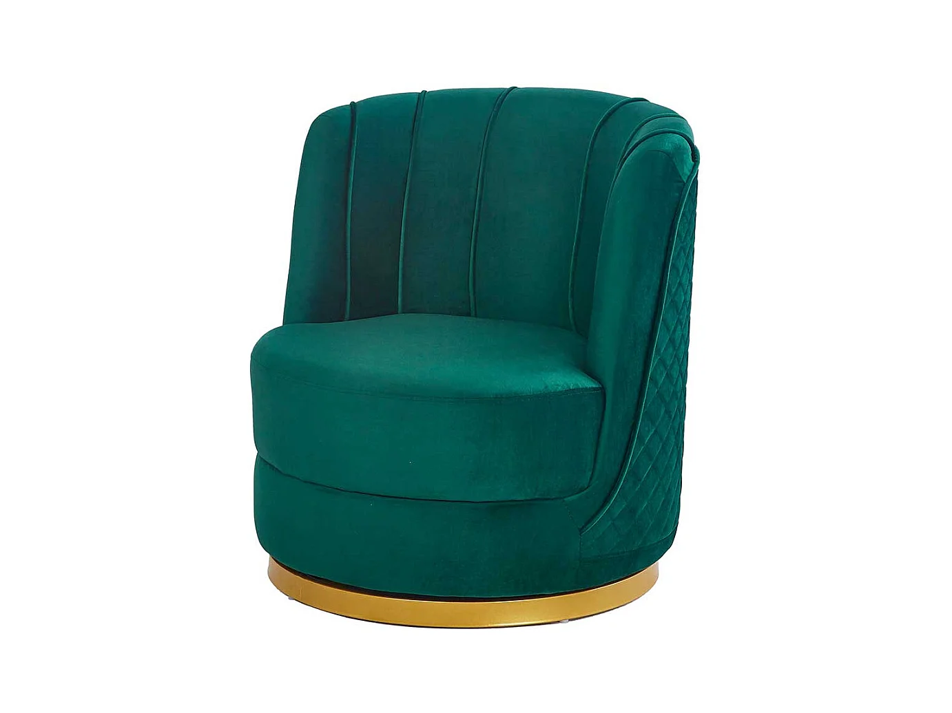 Drehbarer Sessel Retro Stil aus Samt Petrol und Goldfarben