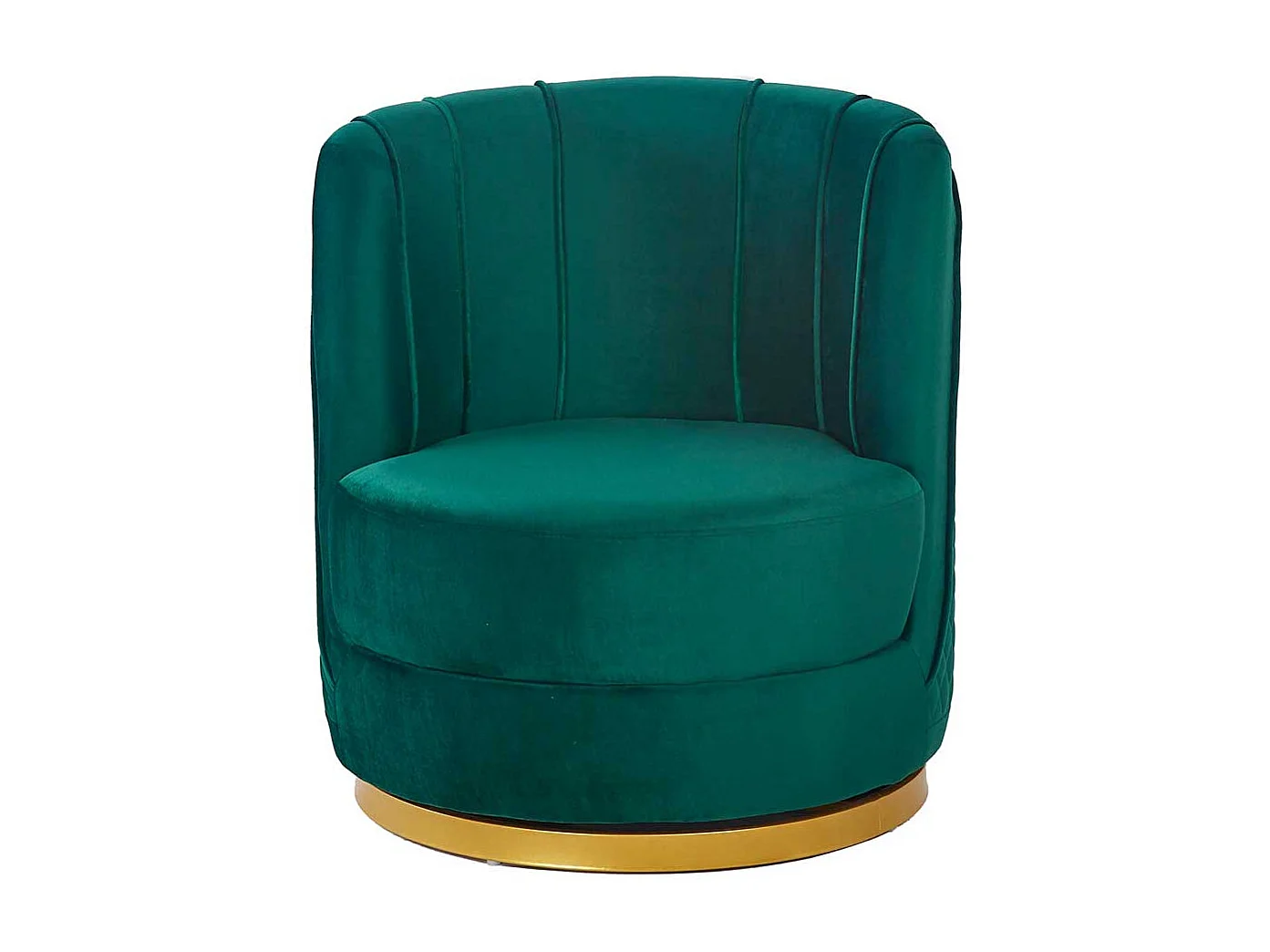 Drehbarer Sessel Retro Stil aus Samt Petrol und Goldfarben