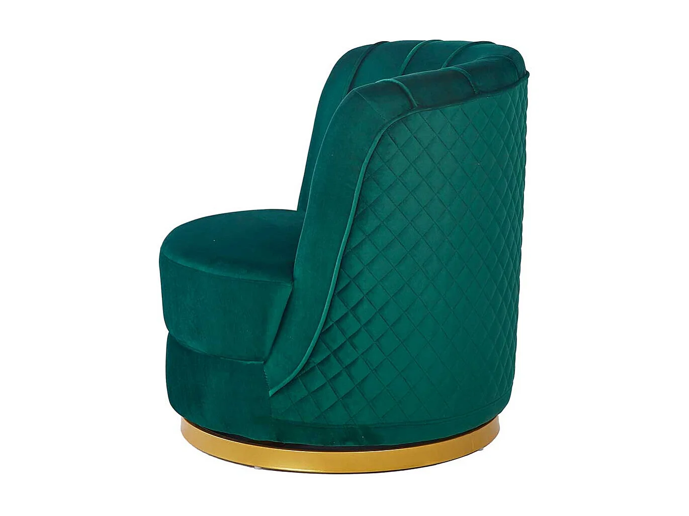 Drehbarer Sessel Retro Stil aus Samt Petrol und Goldfarben