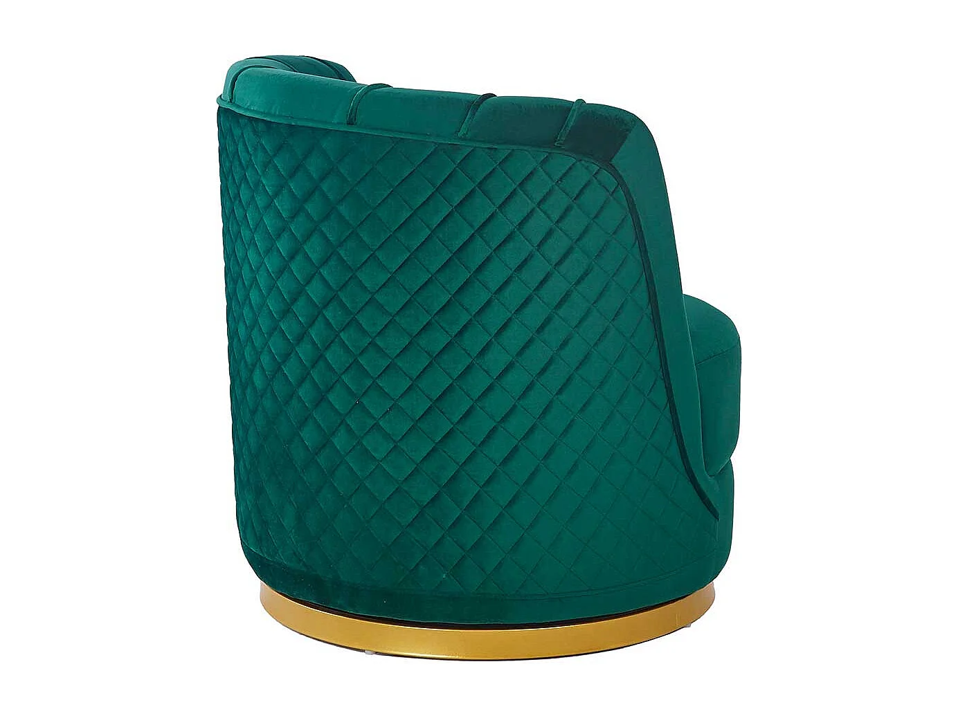 Drehbarer Sessel Retro Stil aus Samt Petrol und Goldfarben