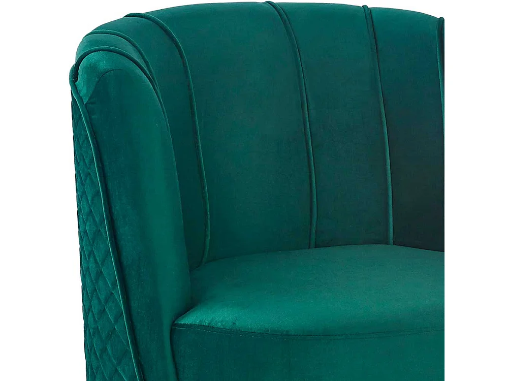 Drehbarer Sessel Retro Stil aus Samt Petrol und Goldfarben