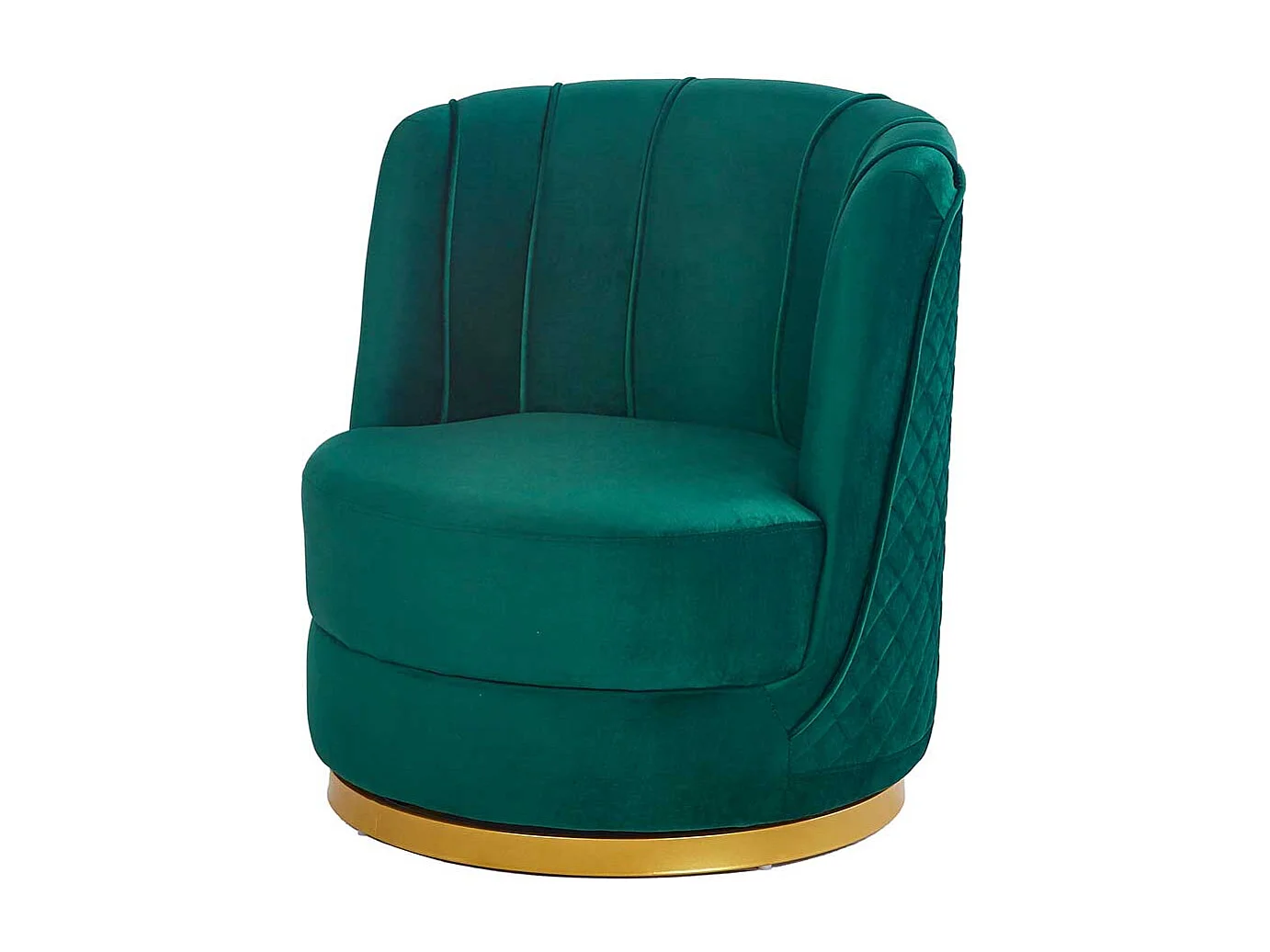 Drehbarer Sessel Retro Stil aus Samt Petrol und Goldfarben