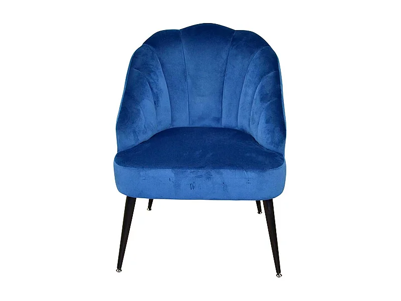 Einzelsessel in Blau Samt Vierfußgestell aus Metall