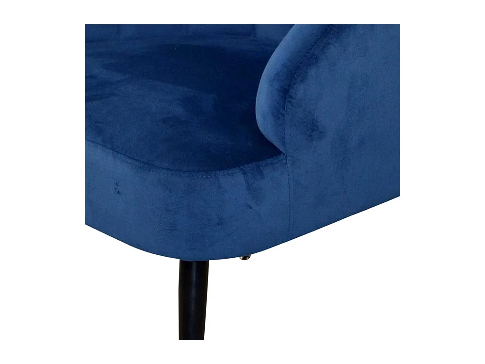 Einzelsessel in Blau Samt Vierfußgestell aus Metall