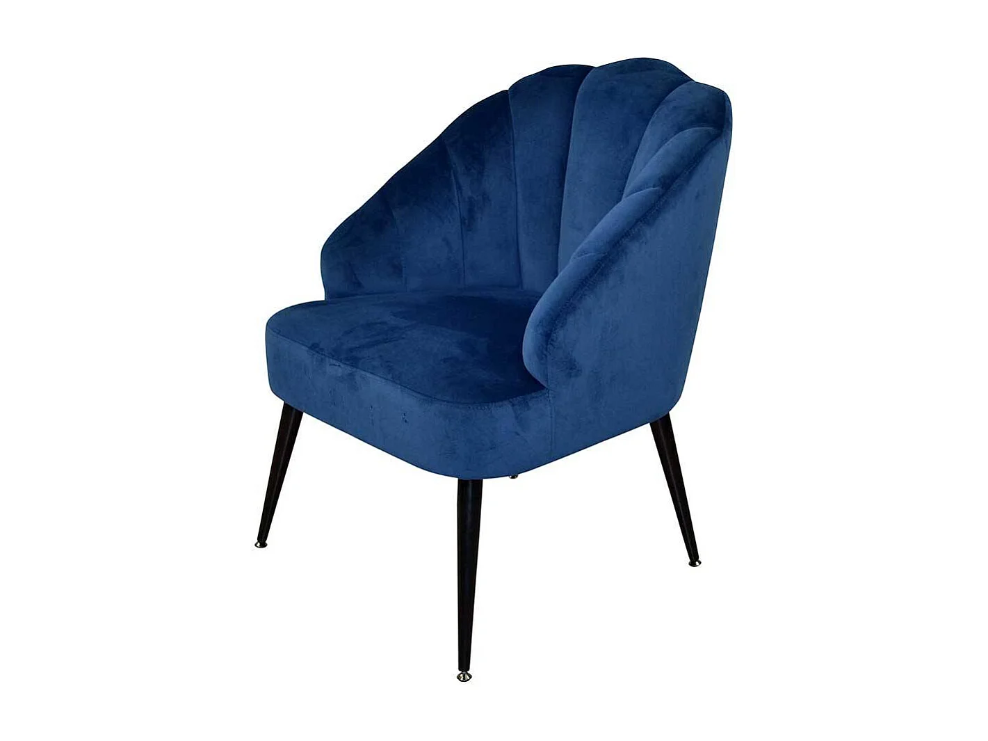 Einzelsessel in Blau Samt Vierfußgestell aus Metall