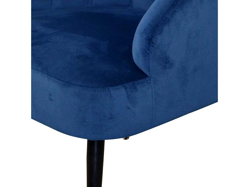 Einzelsessel in Blau Samt Vierfußgestell aus Metall