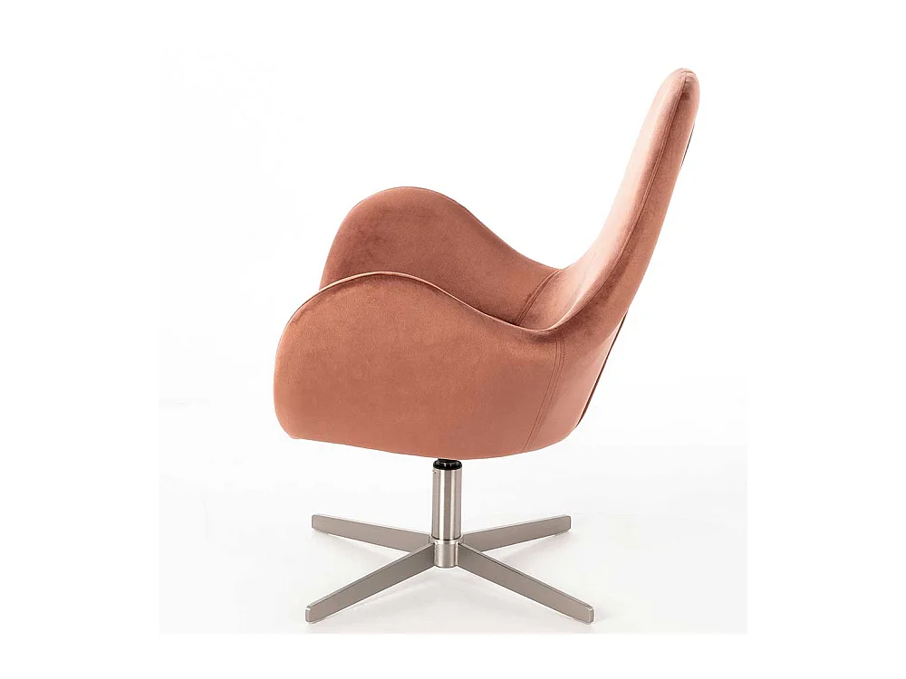 Drehbarer Sessel in Altrosa Samt Retrostil