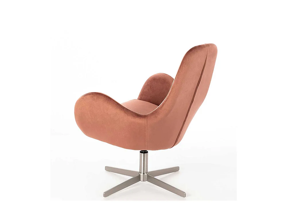 Drehbarer Sessel in Altrosa Samt Retrostil