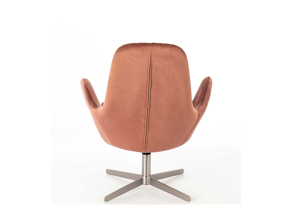 Drehbarer Sessel in Altrosa Samt Retrostil