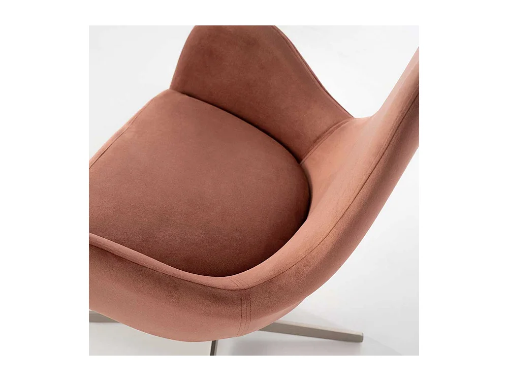 Drehbarer Sessel in Altrosa Samt Retrostil