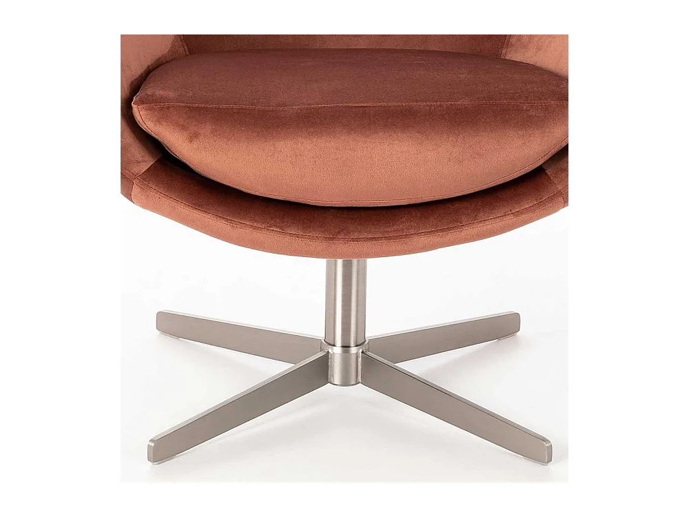 Drehbarer Sessel in Altrosa Samt Retrostil