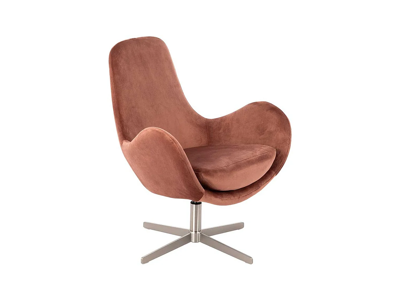 Drehbarer Sessel in Altrosa Samt Retrostil