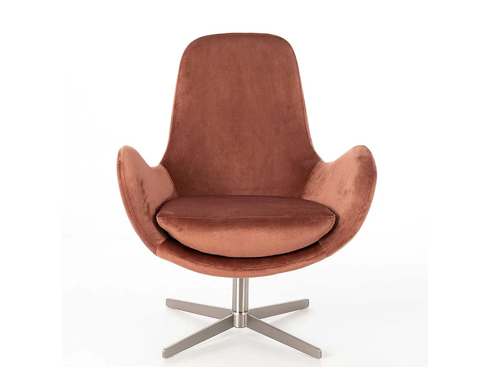 Drehbarer Sessel in Altrosa Samt Retrostil