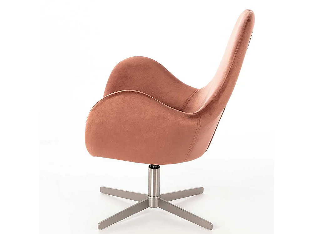 Drehbarer Sessel in Altrosa Samt Retrostil