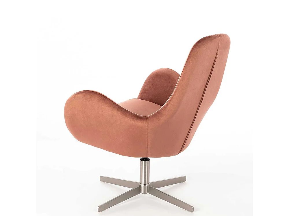 Drehbarer Sessel in Altrosa Samt Retrostil