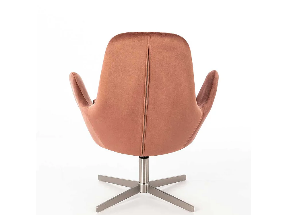 Drehbarer Sessel in Altrosa Samt Retrostil