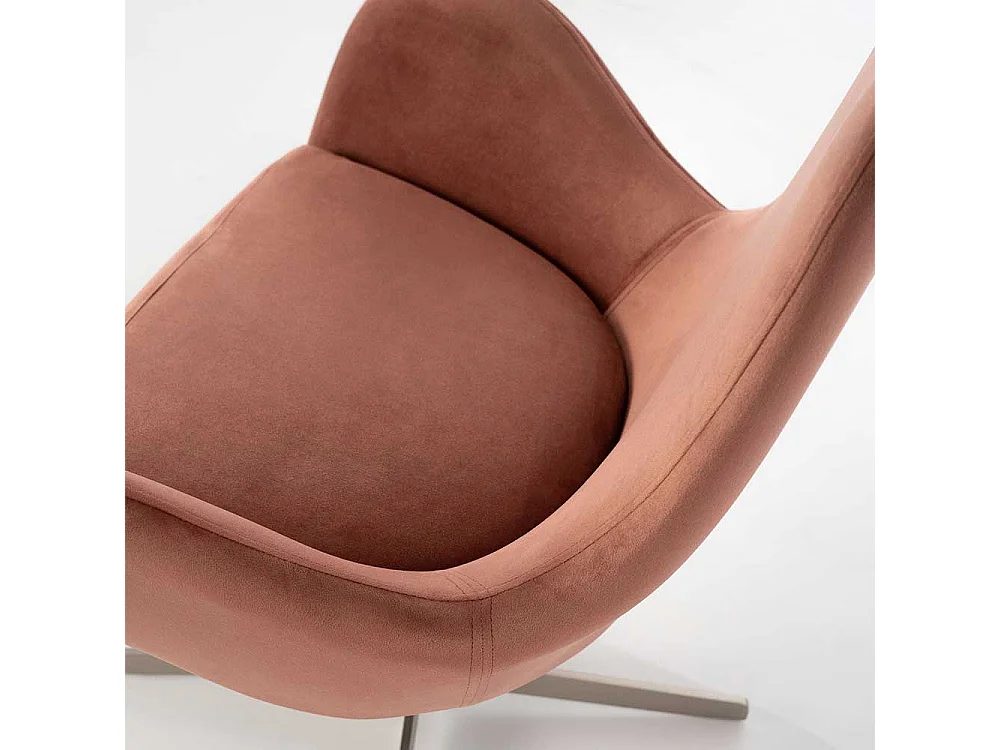 Drehbarer Sessel in Altrosa Samt Retrostil