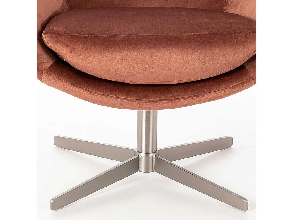 Drehbarer Sessel in Altrosa Samt Retrostil