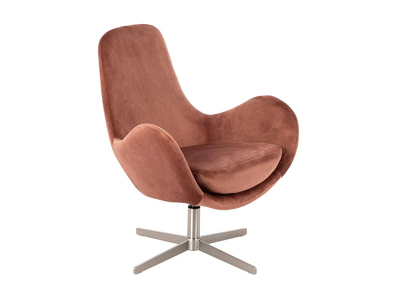 Drehbarer Sessel in Altrosa Samt Retrostil