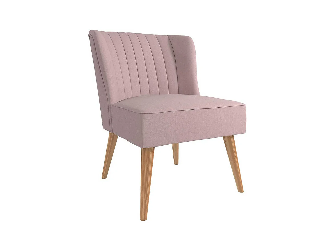 Retro Stil Cocktailsessel in Rosa Webstoff und Massivholz