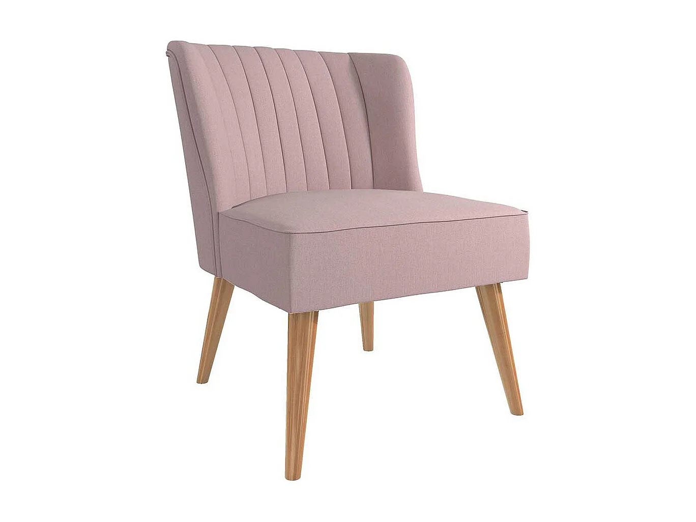 Retro Stil Cocktailsessel in Rosa Webstoff und Massivholz