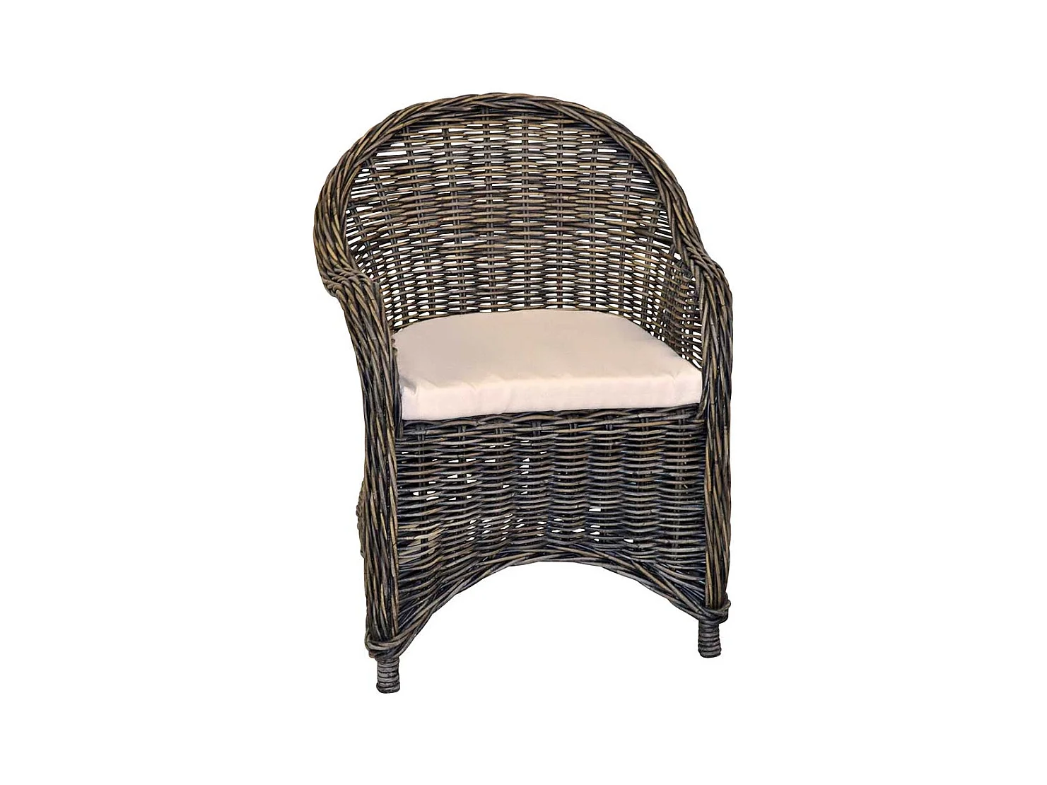 Korbsessel in Schwarz - Beige Rattan Geflecht