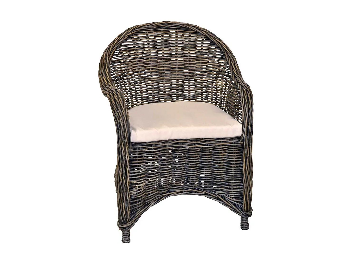 Korbsessel in Schwarz - Beige Rattan Geflecht