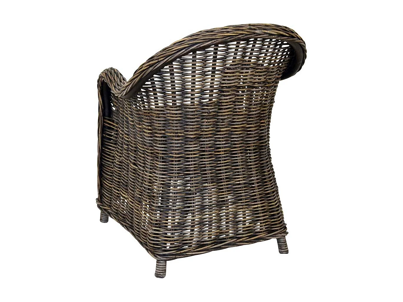 Korbsessel in Schwarz - Beige Rattan Geflecht