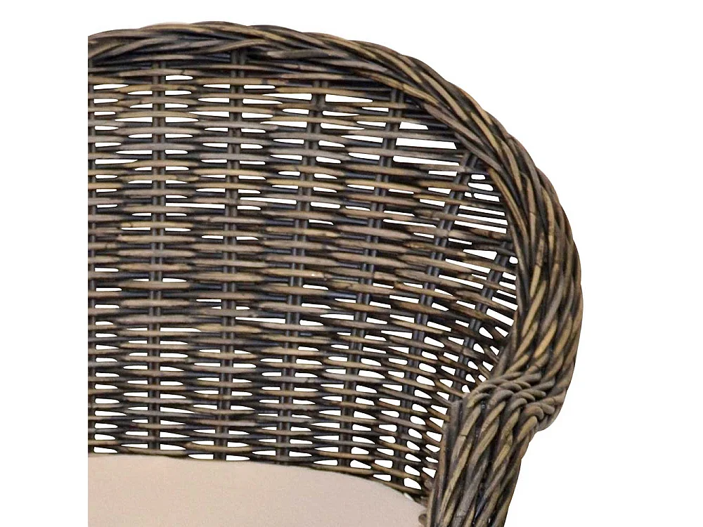 Korbsessel in Schwarz - Beige Rattan Geflecht