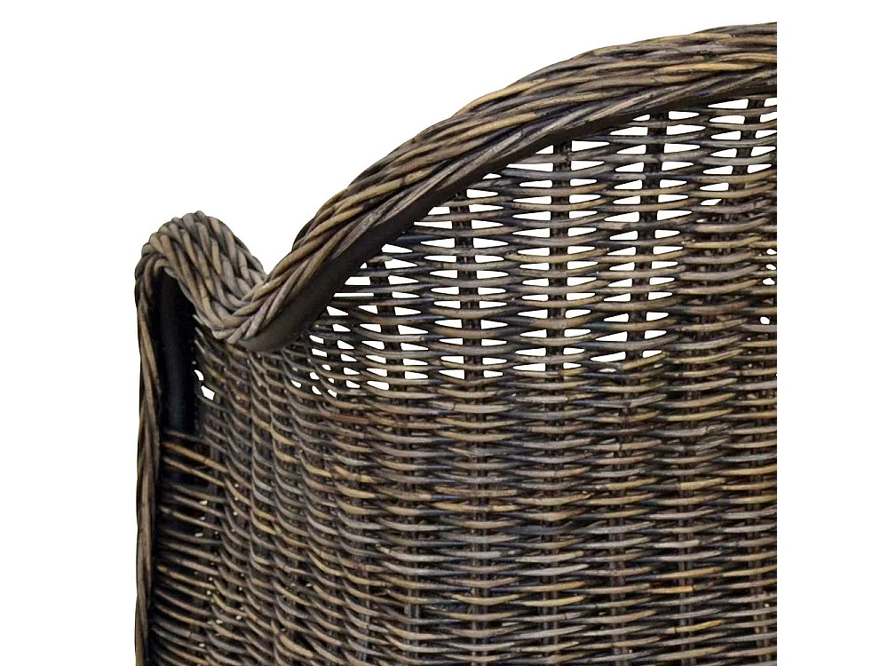 Korbsessel in Schwarz - Beige Rattan Geflecht