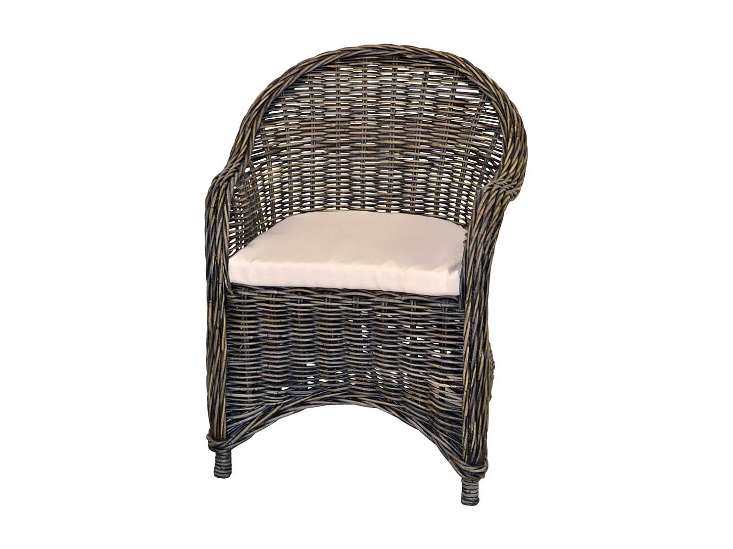 Korbsessel in Schwarz - Beige Rattan Geflecht