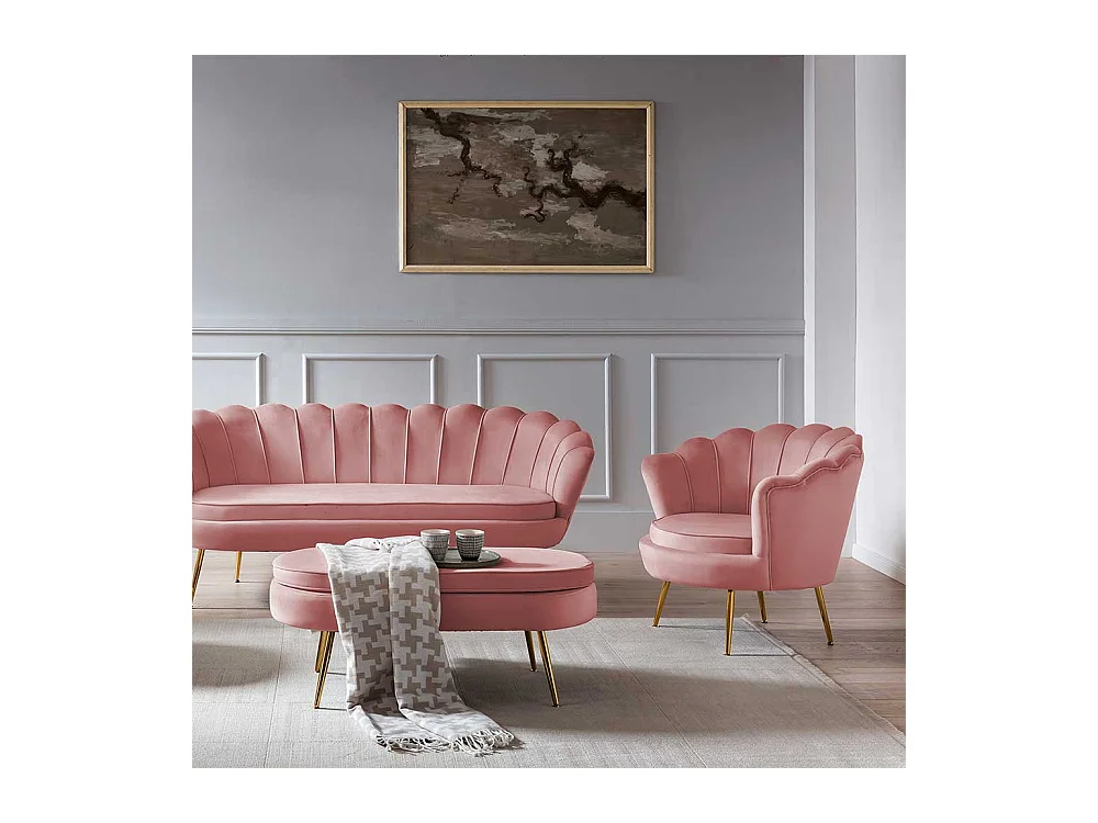 Rosa Sessel in Muschelform Samtbezug